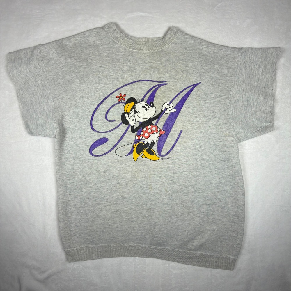 Vintage Hanes Minnie Mouse Disney Sweatshirt Gray Short Sleeve Crewneck Large
